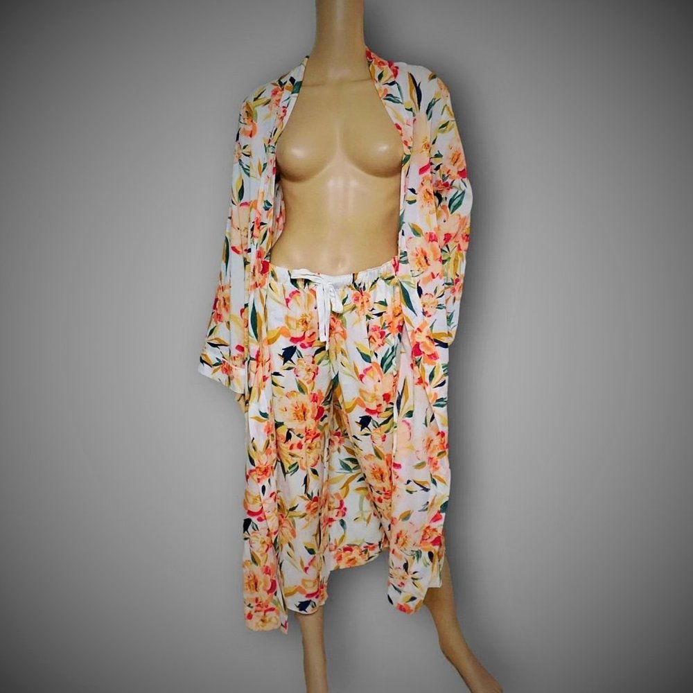 Stars Above Floral Print Robe + Pants Set SZ. XS/S
